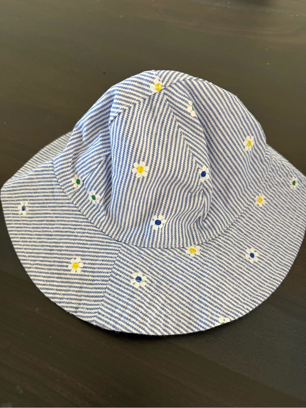 Carter's Blue & White Striped Daisy Bucket Hat